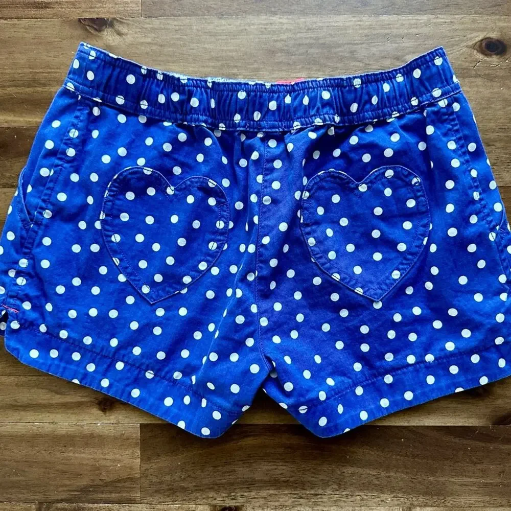 Boden Navy Blue White Polka Dot Heart Pocket Cotton Shorts European Teen Preppy